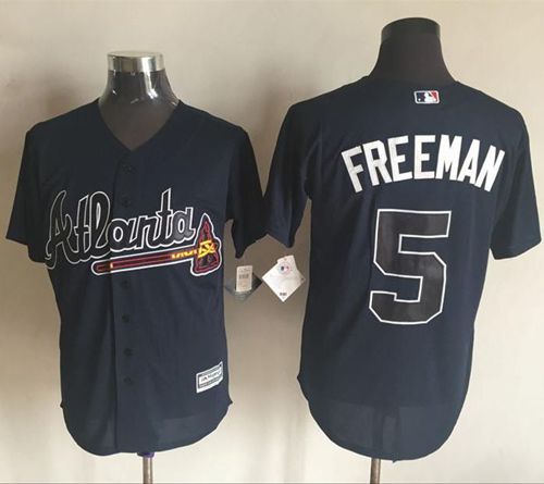 Braves #5 Freddie Freeman Blue New Cool Base Stitched MLB Jersey - Click Image to Close
